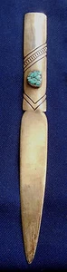 NATIVE AMERICAN STERLING Stamped TURQUOISE Nugget VINTAGE LETTER OPENER Estate - Picture 1 of 2