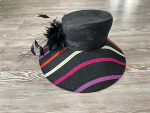 Hat Box Hat Black Black Father Mother of the Bride Races Wedding - VGC - Picture 1 of 9
