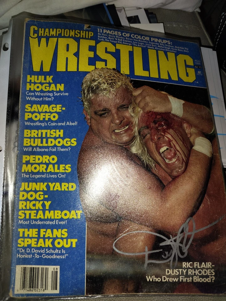 Подписанный журнал Dusty Rhodes 1986 Championship Wrestling с автографом. Красивый - Изображение 1 из 4