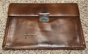 Vintage Leder abschließbar Ordner Portfolio Dokumentenhalter - 3 Fächer & Schlüssel - Bild 1 von 23