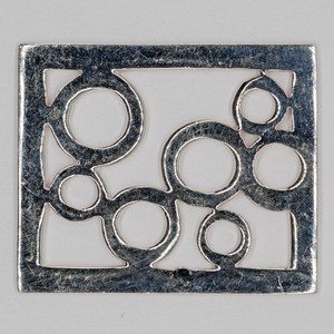 STERLING SILVER SQUARE BUBBLE PATTERN NECKLACE PENDANT 925 NEW OLD STOCK (129)