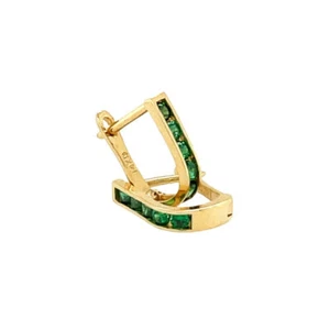 0.40 Ctw Natural Emerald Yellow Gold Plated Silver Women's Stud Earrings - Picture 1 of 1