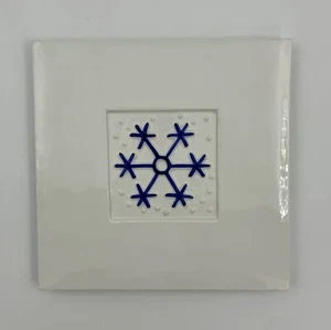Christmas White Trivet with Blue Snowflake -Made in Italy - Crate & Barrel - Picture 1 of 3
