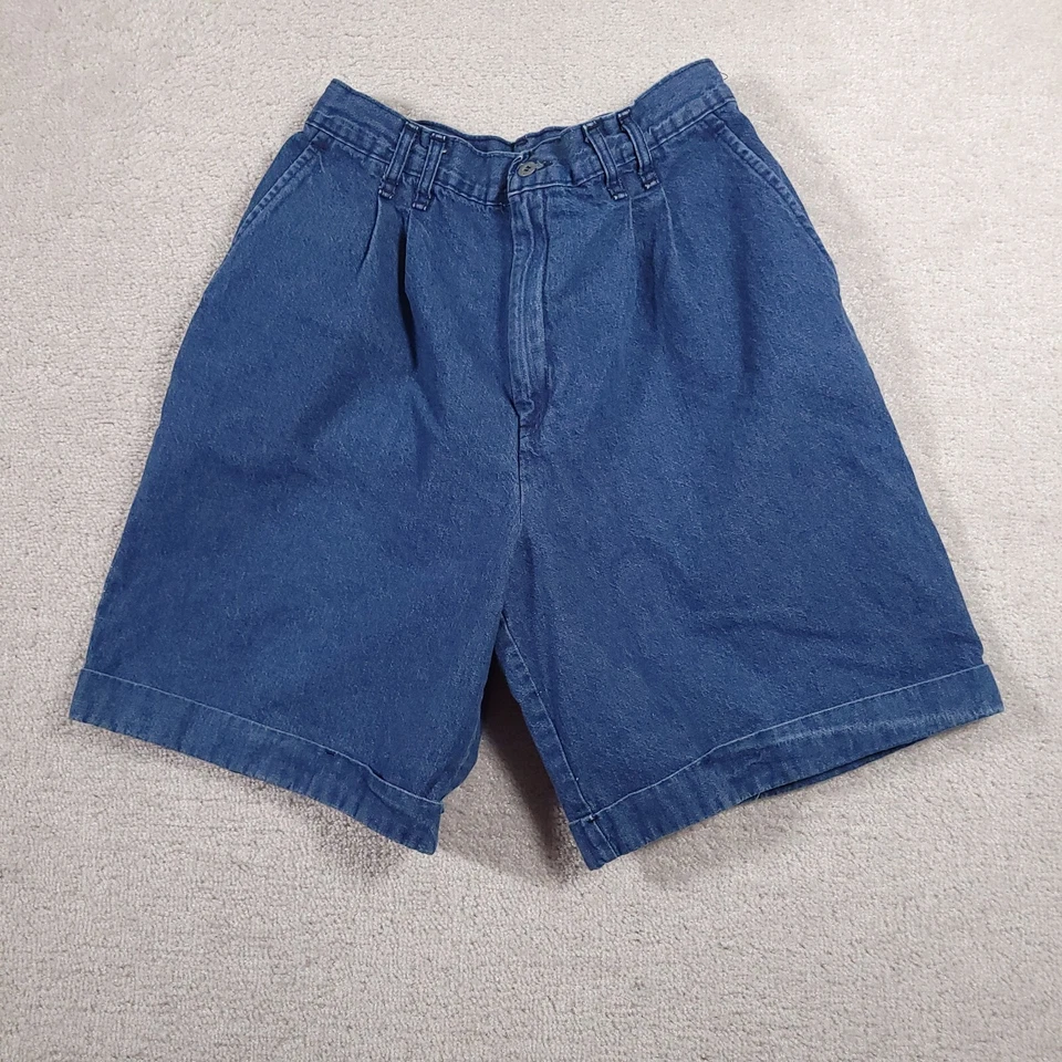 Pantalones Cortos De Colección Chic Bermudas Jean Para Mujer 14 Denim Tiro Alto Plisados Puños Hechos en EE. UU. Foto 1 de 4