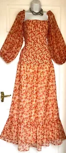 ASOS VINTAGE STYLE SHIRRED FLORAL PRINT OCCASION WEDDING PARTY DRESS SIZE 16 - Picture 1 of 9