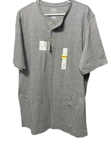 Men's Croft & Barrow Short Sleeve Henley Shirt-Size L (tall)-New with Tags-Gray - Picture 1 of 7