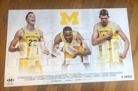 2017-18 Michigan Wolverines Mens Basketball Schedule Poster Duncan Robinson Cover