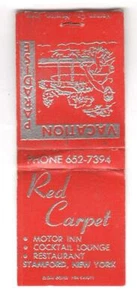 Red Carpet Motor Inn Stamford New York Vintage Matchbook Cover A12 - Picture 1 of 2