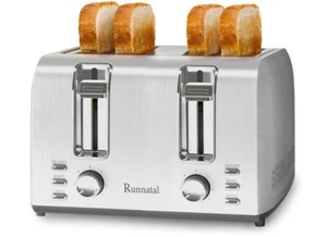 4-Slice Bread Toaster Extra-Wide Slots 7 Shade Settings Stainless Steel Bagel - Picture 1 of 6