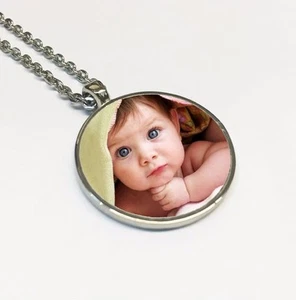 Personalised Pendant Photo Necklace, Silver, Any Image, Keepsake Gift for Her - Picture 1 of 1