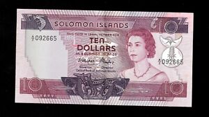 🇸🇧  Solomon Islands, $ 10 Dollars, 1984, P-11, QE II AUNC * A 2 Banknote