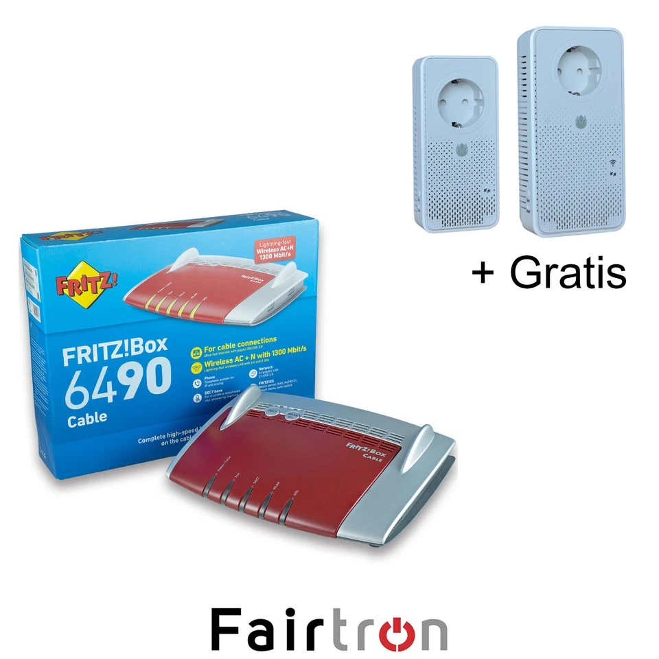 FRITZ!Box 6490 Cable Kabel Router inkl. Powerline Set - Bild 1 von 4