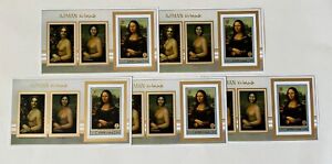 5 x peinture d'art Ajman MNH Mona Lisa imperf Da Vinci femmes photo nue