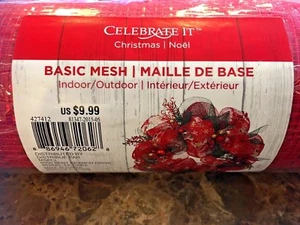 Christmas Basic Mesh Red Indoor/Outdoor 21" x 10 Yd Celebrate It New - Picture 1 of 3
