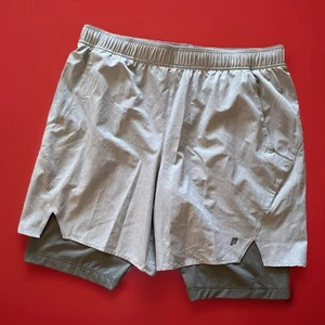 Prince 2 in 1 Shorts Mens XL Asphalt Grey Stretch Lined Drawstring Tennis NWOT - Picture 1 of 4