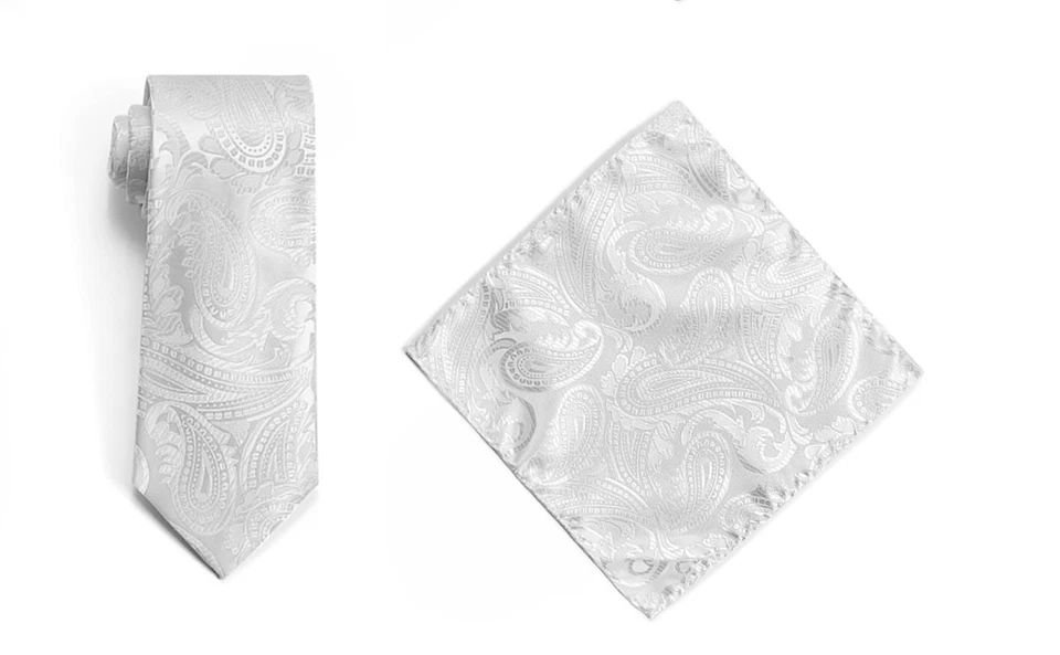 Juego de corbata y pañuelo de diseño cachemir para hombre para traje o esmoquin Foto 1 de 1