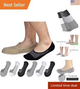 Calcetines cómodos para hombre No Show: 6 pares en colores surtidos con empuñaduras antideslizantes - Imagen 1 de 8