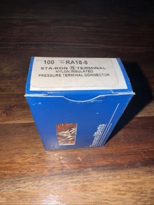 New 100 Count Thomas & Betts RA18-8 Red Nylon Insulated Ring Terminal 22-16, LO1 - Picture 1 of 3