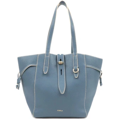 FURLA Tote Bag Shoulder bag Leather Blue Authentic - Image 1 of 4