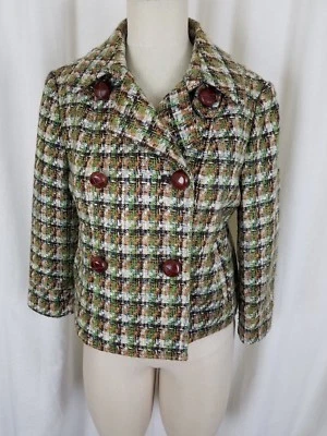 Chaqueta corta Millard Fillmore verde pata de gallo tweed para mujer 10 tejida vegana Foto 1 de 4