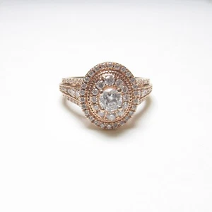 TASHA Estate 14K Rose Gold 0.24 Ct Brilliant Cut Diamond Halo Ring 1.00 Ct Total - Picture 1 of 6