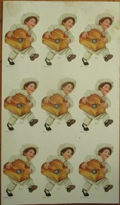 "Butter Nuss Brot" - 40er Jahre Schild/Poster/ungeschnittener Bogen mit 9 Kinderbäckern - Bild 1 von 1