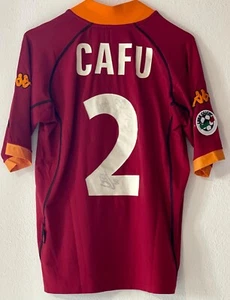 Maglia As Roma 2001/2002 Home Cafu Autografata da Totti + Toppa Lega Calcio - Foto 1 di 7