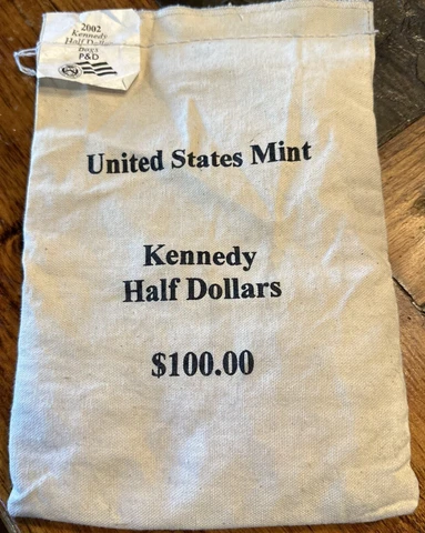 2002 P&D Kennedy Half Dollar $100 U.S. Mint Sealed Bag - 200 BU Coins Cover