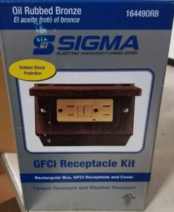 New Sigma Electric 16449ORB Kit Rectangular Box, Cover, GFCI Receptacle Bronze - Picture 1 of 1