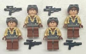 4 Lego Naboo Fighter Pilot - Tan Jacket Minifigs: Star Wars Figures: 7660