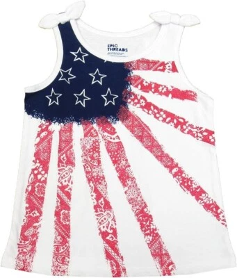 Epic threads Girls' Print Flag tank T-Shirt 5 41-44" 37-42lbs - Image 1 of 3