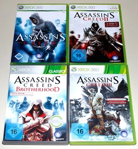 4 XBOX 360 SPIELE SET - ASSASSIN'S CREED 1 2 3 BROTHERHOOD - I II III ASSASSINS - Bild 1 von 2