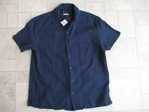 Mens LARGE Graphit Bue Short Sleeve casual button down shirt COLLAR TARGET BRAND - Picture 1 of 11