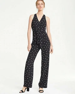 Ann Taylor schwarz gepunktet Racerback Tie Taille V-Ausschnitt Overall 4, 6, 8, 10 - Bild 1 von 4