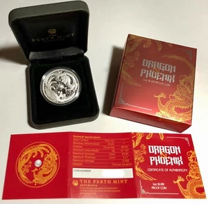 2018-P Australia 1 oz Silver Dragon & Phoenix $1 Coin Proof COA Box ONLY 2,500! - Picture 1 of 12