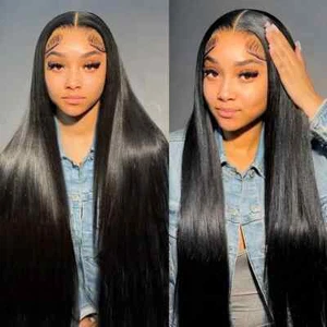 30-34 Inch Glueless HD Lace Frontal Wig - Bone Straight Human Hair, Pre-Plucked - Picture 1 of 6