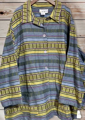 NEW Transitionals Komitor Art-Wear SouthWestern Striped Woven Jacket Shirt 4X - Image 1 of 3