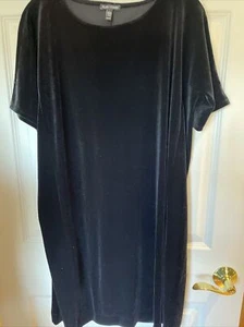Vestido Eileen Fisher Terciopelo Terciopelo Elástico Mangas Cortas Negro talla XS oversize - Imagen 1 de 7