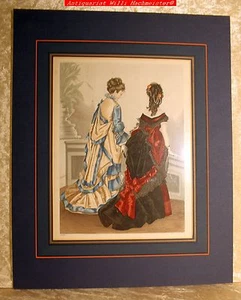 "MODA -"Diario ilustrado de la temporada de las damas" Hoja 229 Color antiguo Grabado 1874 - Imagen 1 de 2