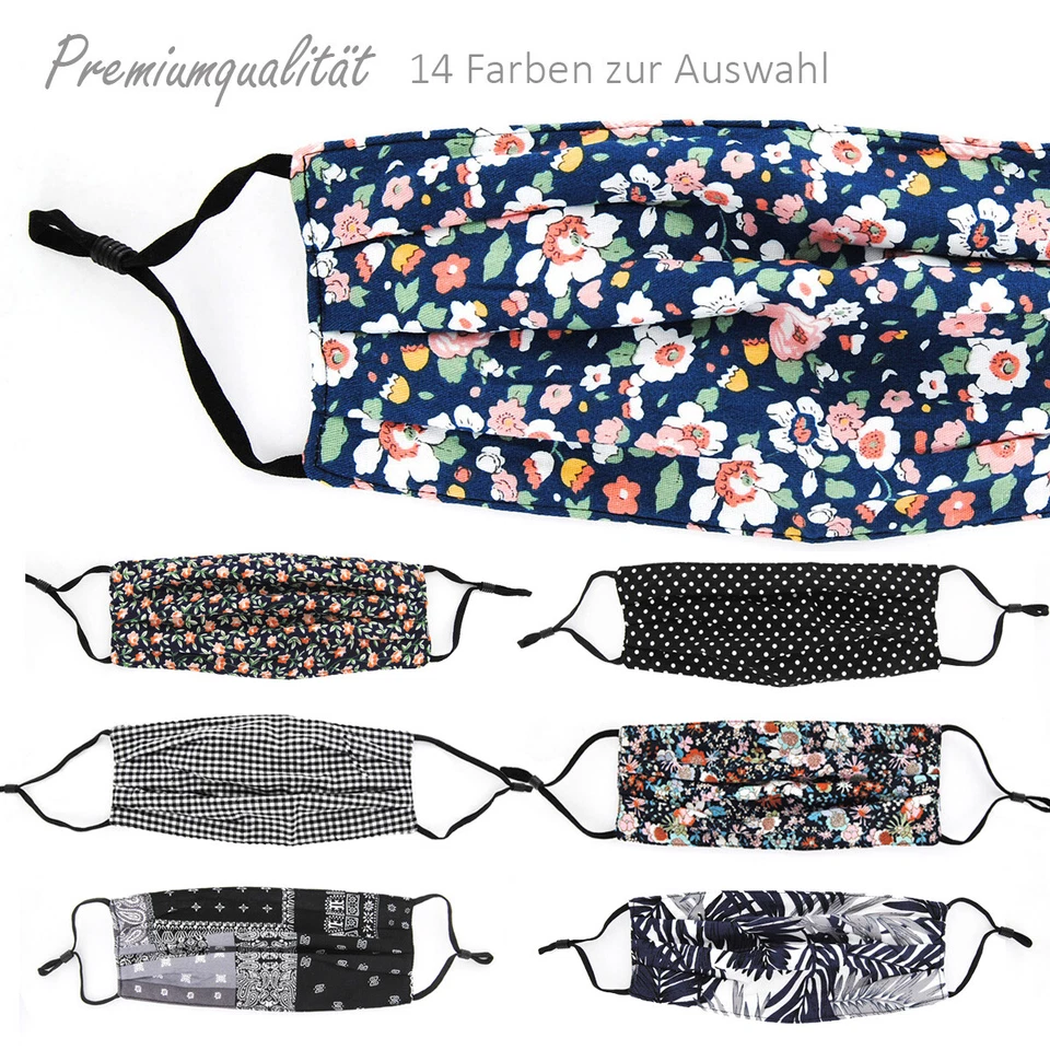 Mundschutz Maske waschbar Stoffmaske 100% Baumwolle Behelfsmaske Blumen Muster - Bild 1 von 1