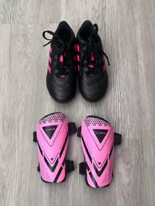 adidas Goletto VIII FG Girls' Soccer Cleats & Airsfish Shin Guards Size 10 - Picture 1 of 18