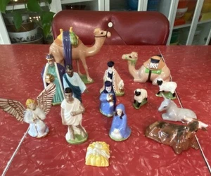 Vintage Porzellan Konvolut 14 Biskuit Krippen handbemalt Maria Jesuskind Weihnachten - Bild 1 von 15