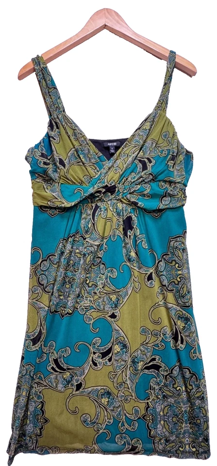 Apt. 9 Vestido sin mangas para mujer Babydoll elástico talla XL verde azul cachemira fiesta Y2K Foto 1 de 4