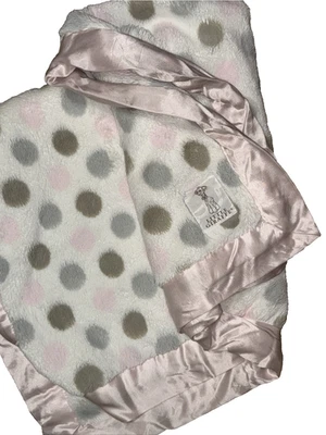 Little giraffe Pink Gray Brown Polka Dot Blanket 28x35 - Image 1 of 4