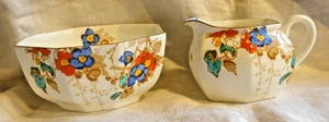 ART DECO ROYAL DOULTON 'KEW' MORIAGE FLOWER PATTERN CREAM & SUGAR - Picture 1 of 8