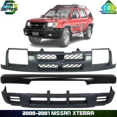 Front Bumper Face Bar Primed & Grille Assembly Kit For 2000-2001 Nissan Xterra - Image 1 of 4