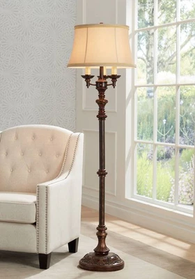 Traditional Floor Lamp Candelabra 4-Light Italian Bronze for Living Room Reading - Image 1 of 4