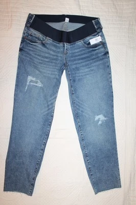 Old Navy Jeans Womens Blue Maternity Front Low Panel O.G. Straight Distressed 10 - Image 1 of 4