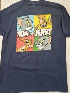 Camiseta informal Tom And Jerry para hombre grande azul‎ gráfica años 90 retro dibujos animados - Imagen 1 de 8