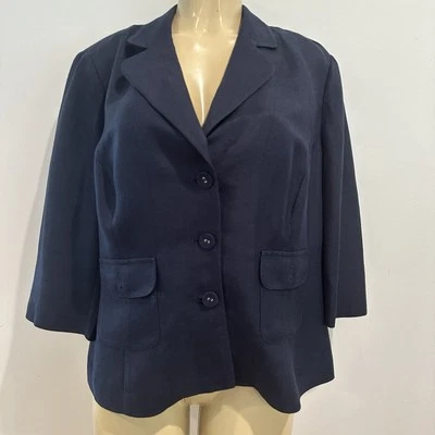 Emma James Linen Blend Blazer Jacket Sz 16W 3/4 Sleeves  - Image 1 of 4